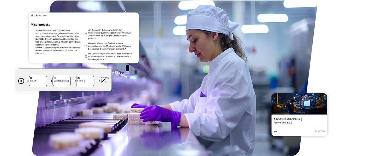Mitarbeiterin arbeitet sauber in der Lebensmittelindustrie