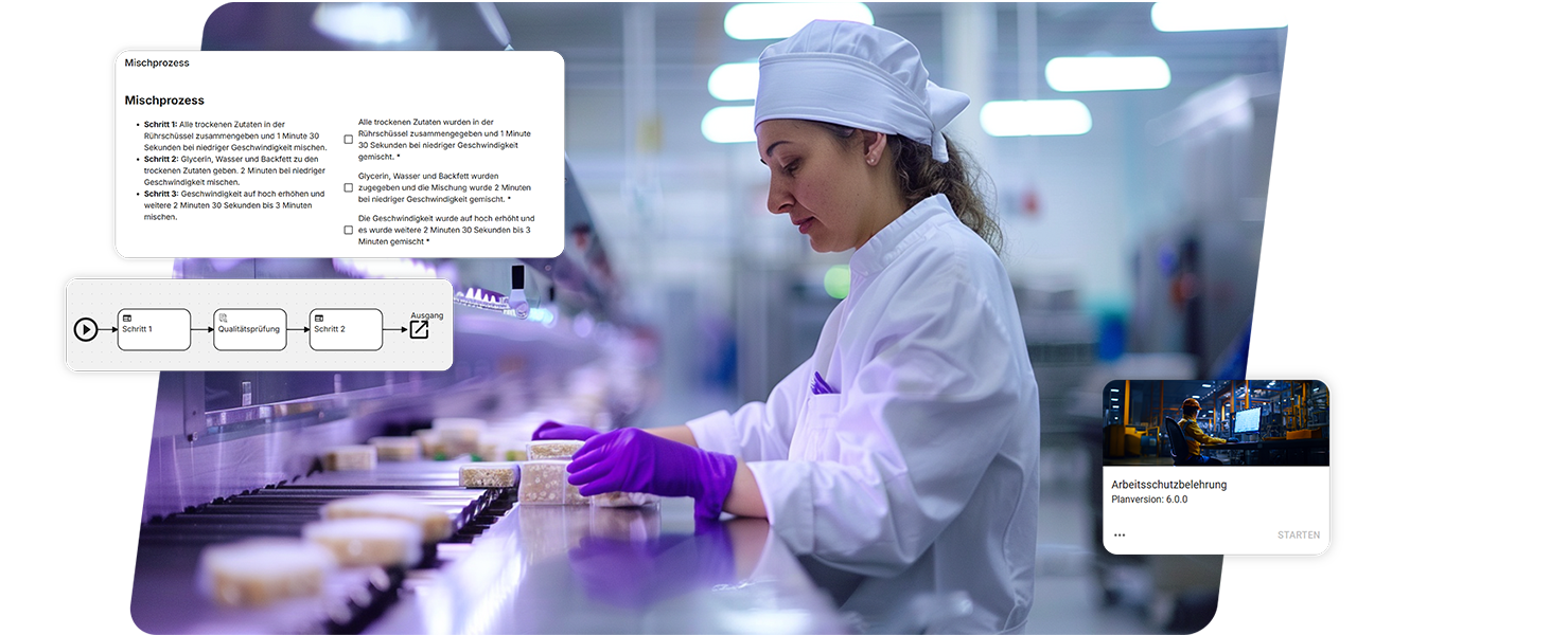 Mitarbeiterin arbeitet sauber in der Lebensmittelindustrie
