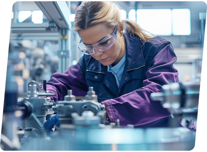 Werkerin montiert im Maschinenbau