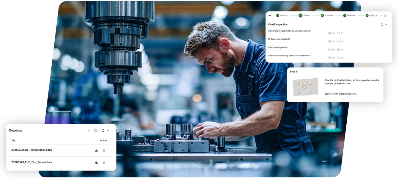 Machine operator works confidently in mechanical engineering