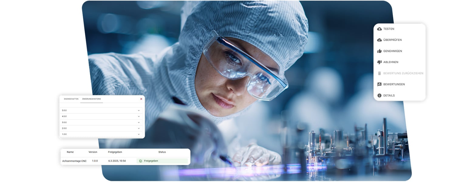 Werkerin arbeitet nach Anweisung in Medizintechnik Branche