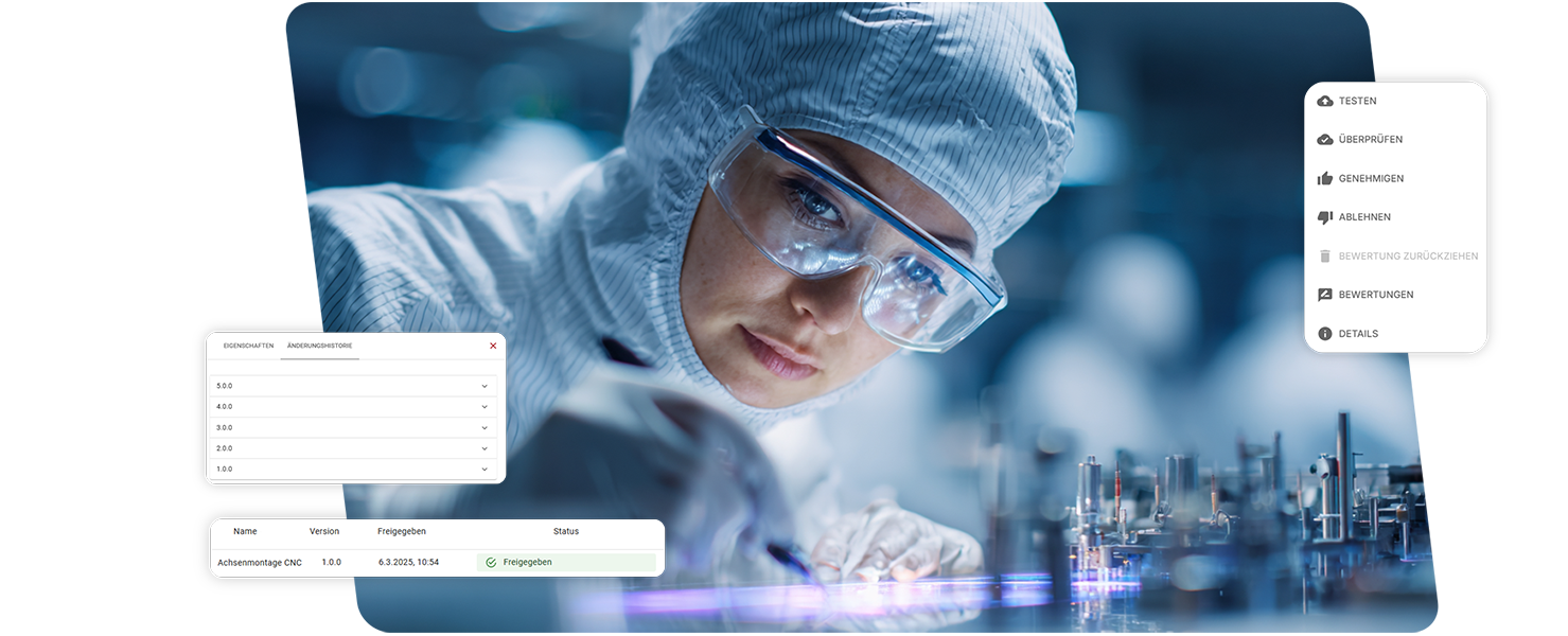 Werkerin arbeitet nach Anweisung in Medizintechnik Branche