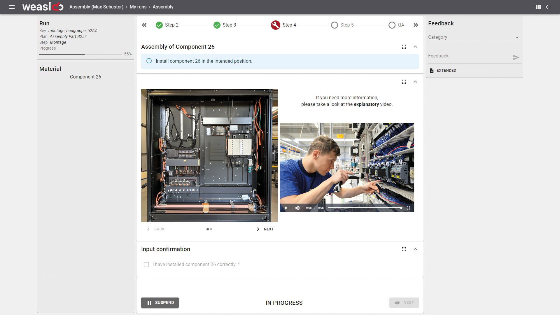 Digital work instructions in weasl
