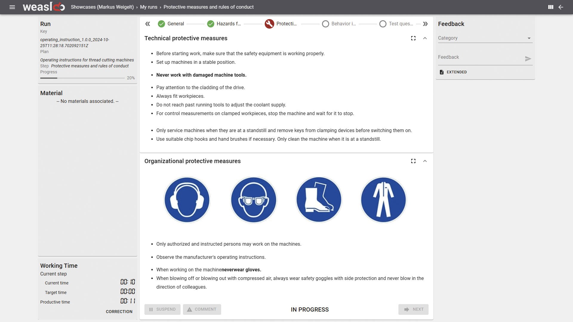 Digital operating instructions in weasl