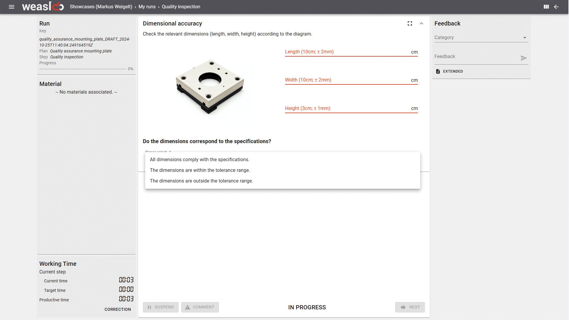 Shop floor data collection during the machining process